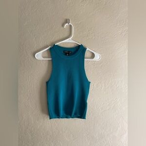 Teal Sleeveless Ribbed Top
